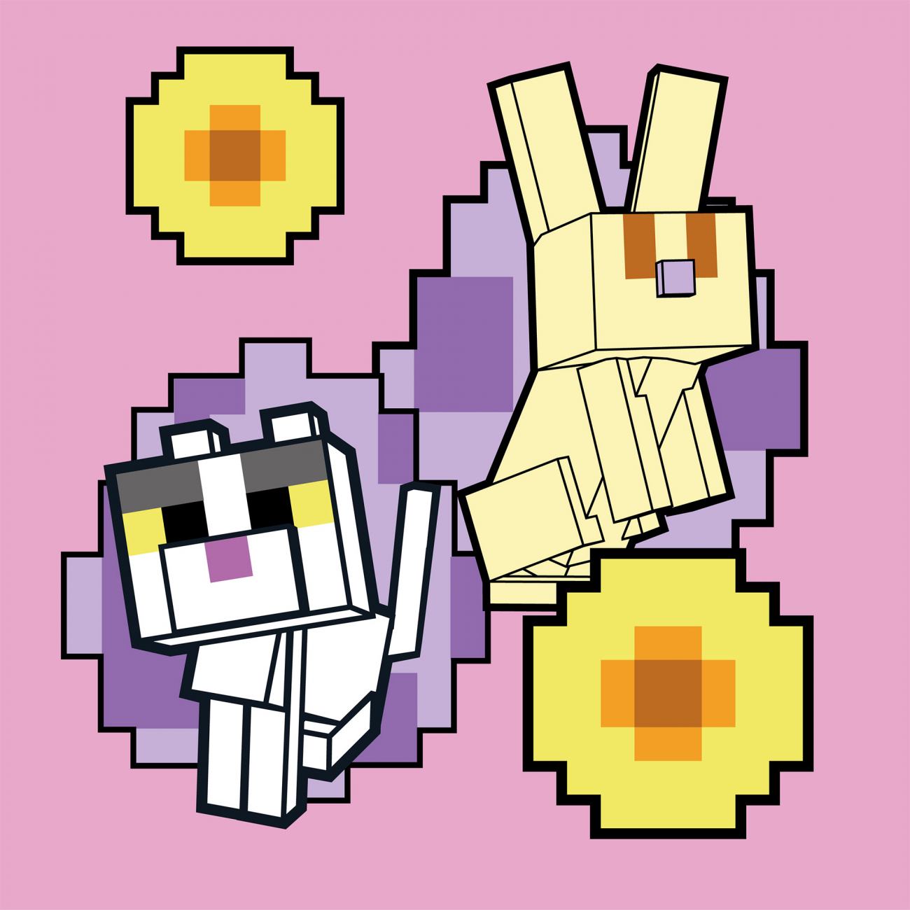 Картини по номерах "Майнкрафт. Кролик та котик" 25х25см №955470/Santi/(30) — фото товару | Канцелярський Сад