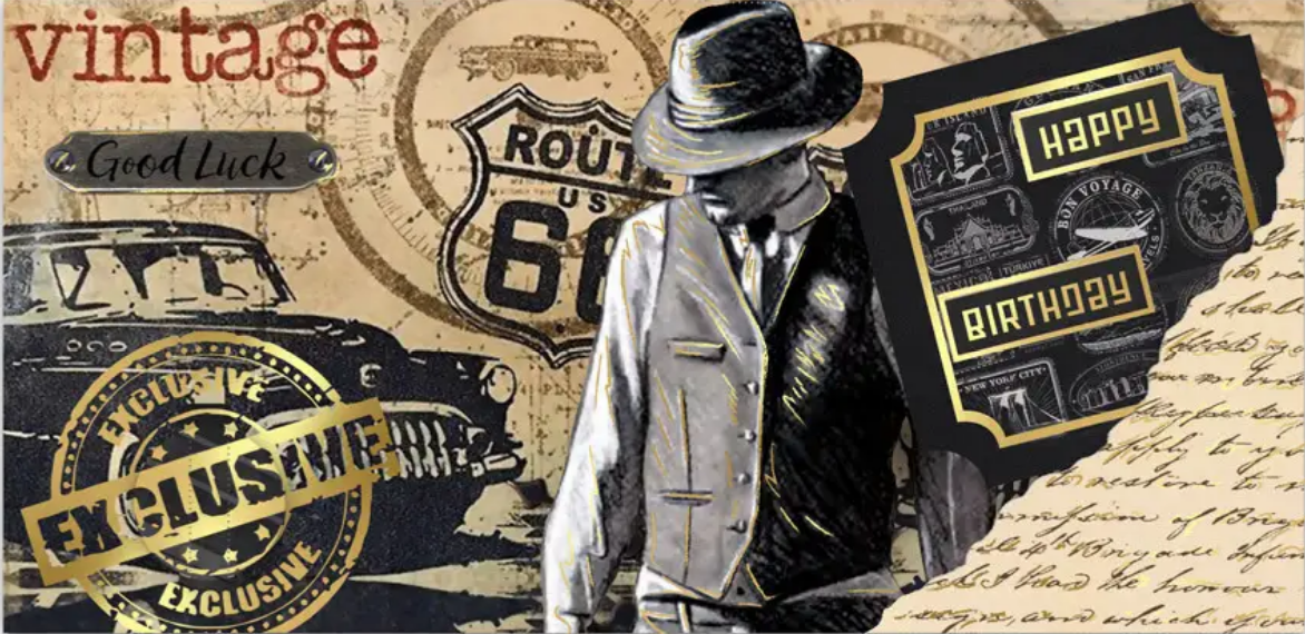 Конверт для грошей "Ретро Happy Birthday" (чол.) №2825/Фоліо/(25) — фото товару | Канцелярський Сад