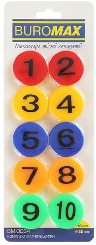 Магніти "Buromax" №BM.0034 Цифри 10штх30мм(24) — фото товару | Канцелярський Сад