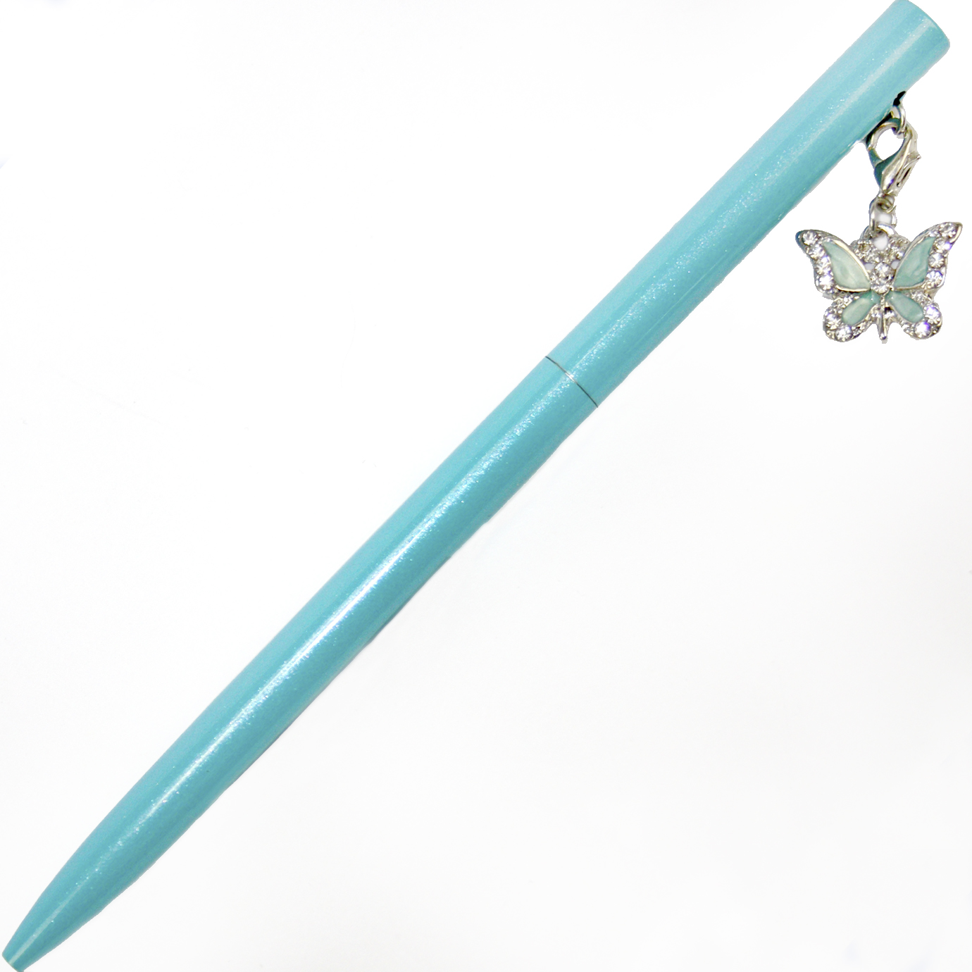 Ручка кульк.метал. "Maxi" №MX16379 Метелик,із сяючим брелоком,вкритим кристалами,синя — фото товару | Канцелярський Сад