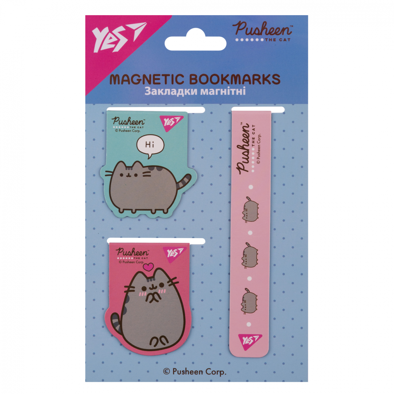 Закладка магніт. "Yes" №708350 Pusheen 3 шт(10)(50) — фото товару | Канцелярський Сад