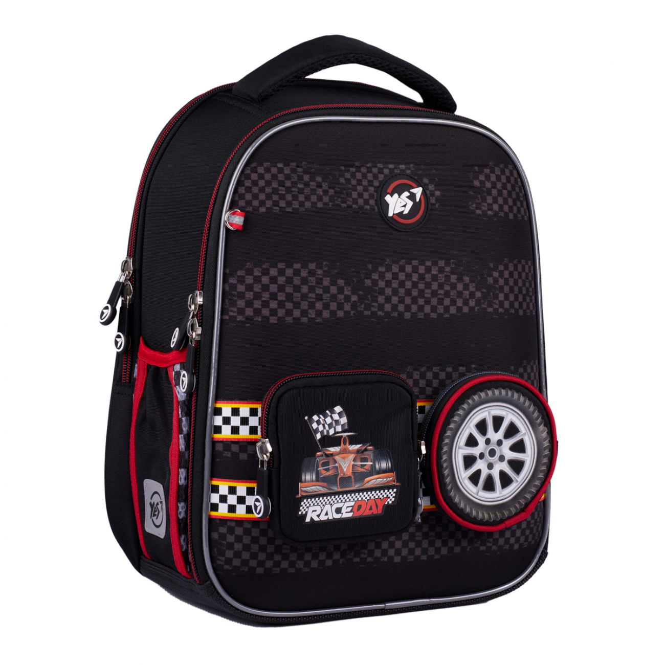 Рюкзак каркасний "Yes" H-100 Р-25 Race Day 2від.,3карм. №559859+подарунок сумка №559661(4) — фото товару | Канцелярський Сад