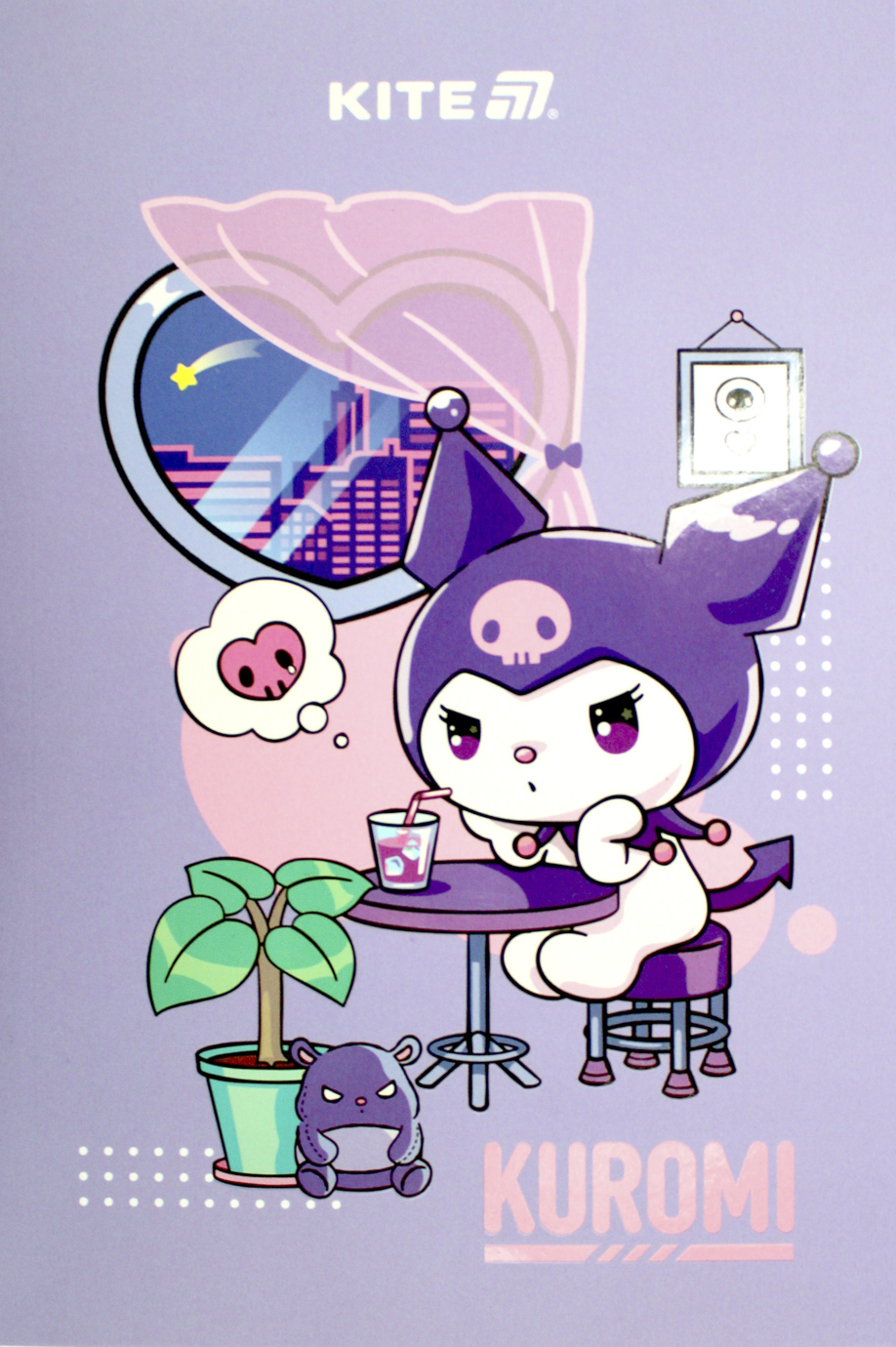 Блокнот А5 64арк. б/лін. м'яка обкл. Kuromi термобіндер №HK25-193/Kite/(10) — фото товару | Канцелярський Сад