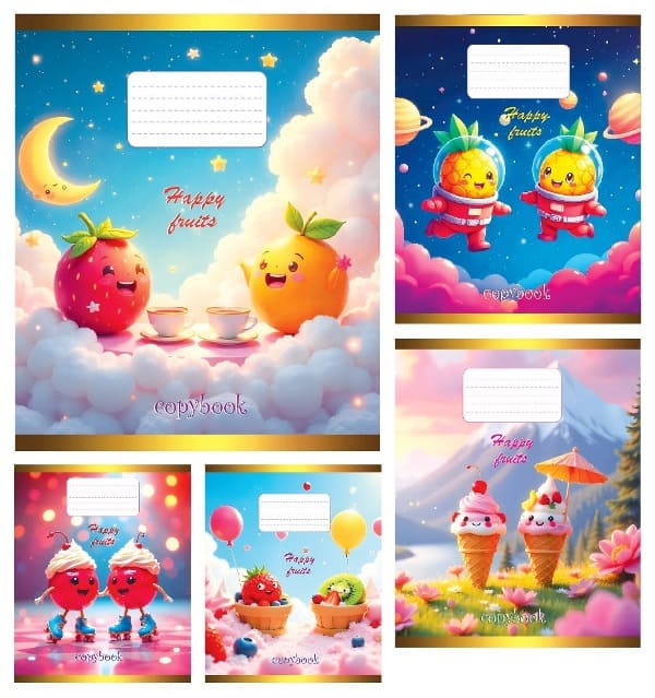 Зошит 12арк. кліт. /ТВ/ "Щасливі фрукти" №ТА51113(25)(600) — купити | Канцелярський Сад