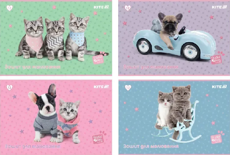 Альбом для малюв. на скобі 12/100 А4 "Studio Pets" софт тач+УФлак №SP25-241/Kite/(20)(160) — купити | Канцелярський Сад