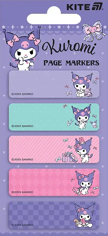 Закладка папер. "Kite" №HK25-480-2 Kuromi 5х15х50мм,100шт з малюнком(40) — фото товару | Канцелярський Сад