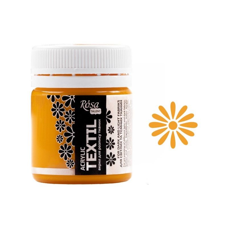 Фарба акрил. для тканини "Rosa Talent" 20мл жовта темна №263441 — фото товару | Канцелярський Сад