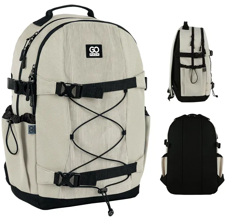 Рюкзак "GoPack" Education Teens 2від.,2карм. бежевий №GO25-186L-4(10) — фото товару | Канцелярський Сад