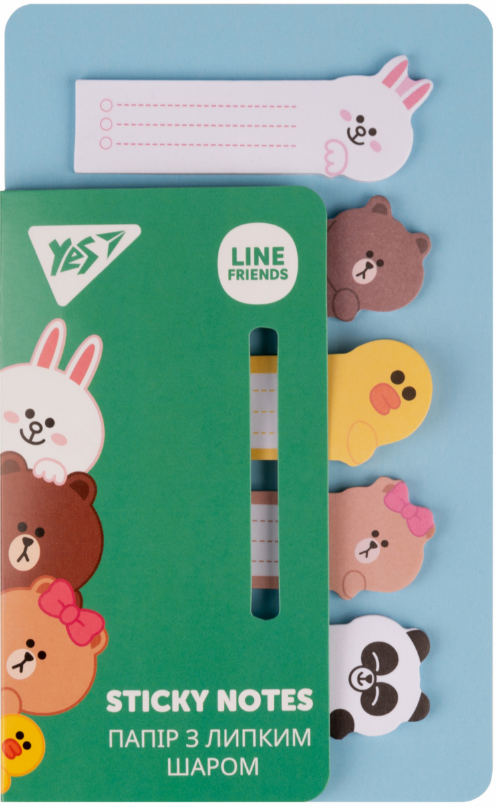 Блок/зам. липк. краєм 100арк. "Yes" Line Friends №170327(12)(144) — фото товару | Канцелярський Сад