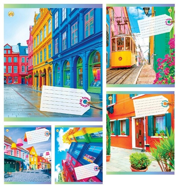 Зошит 48арк. кліт. /ТВ/ "Кольорові міста" №ТА51511(10)(200) — фото товару | Канцелярський Сад