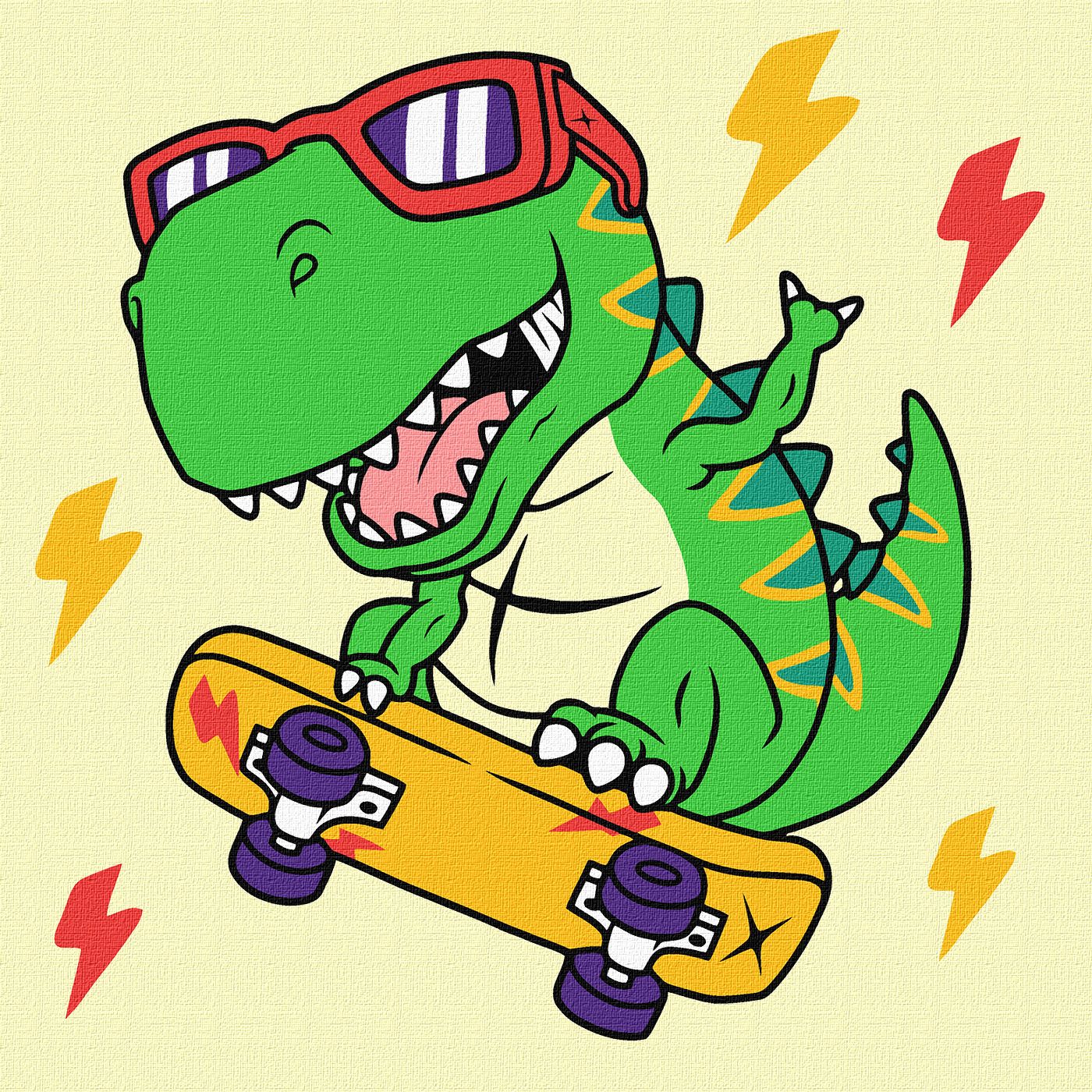 Картини по номерах акрил. для дітей "Крутий динозавр" 25х25см №KHO1199/Ідейка/ — фото товару | Канцелярський Сад