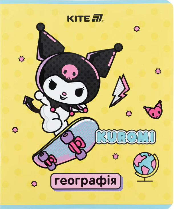 Зошит 48арк. кліт. "Kite" Предметка-Географія софт тач. УФ лак Kuromi №HK25-240-5(10)(200) — фото товару | Канцелярський Сад