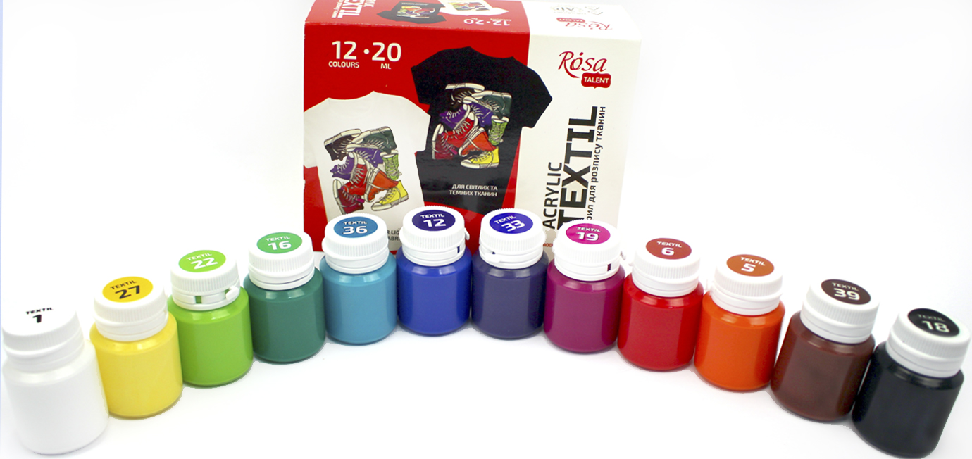 Набір акрил. фарб 12х20мл "Rosa Talent" Style для тканини №13420213(12) — фото товару | Канцелярський Сад