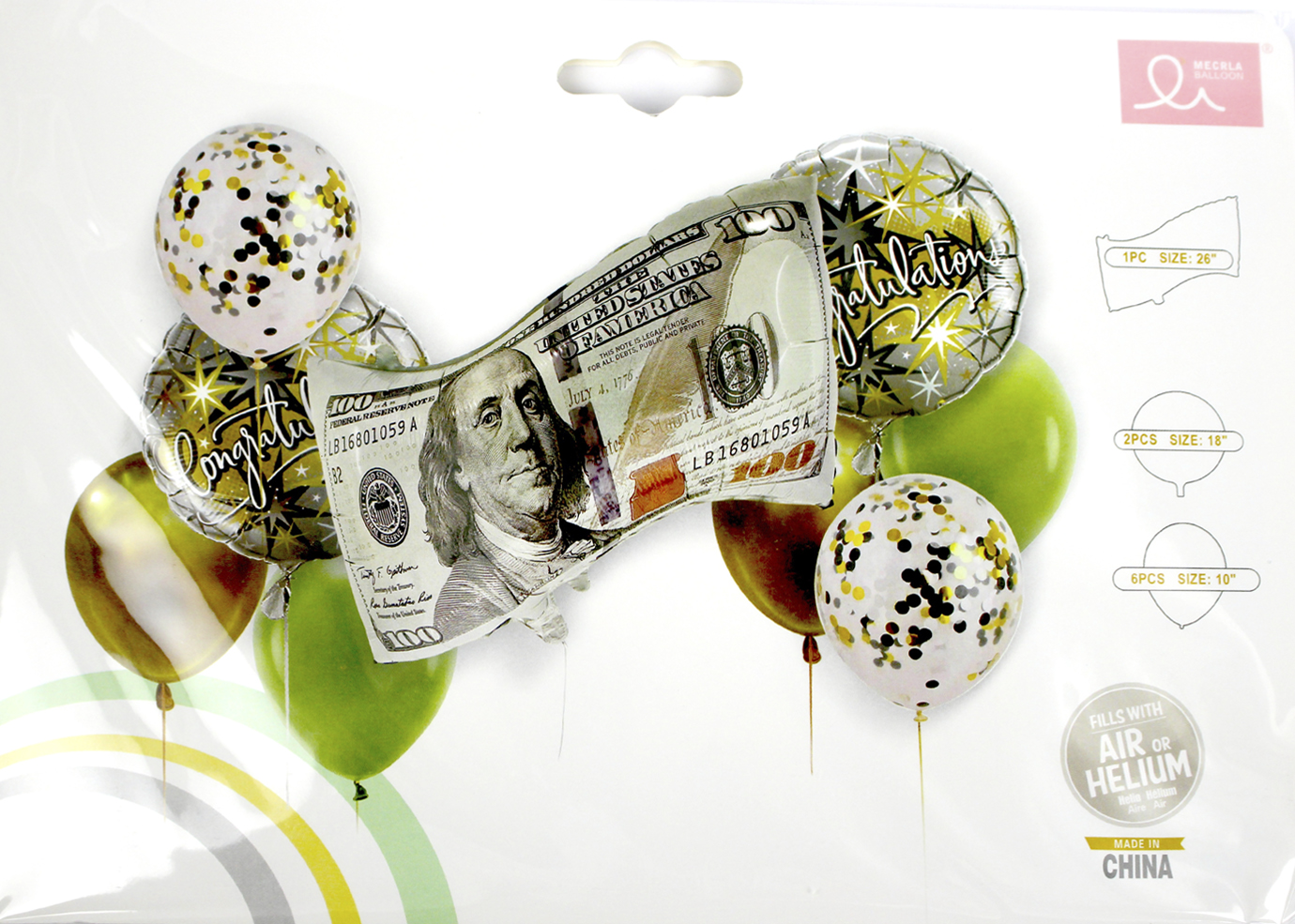 Набір кульок повітр. "100$" 9шт №TX-420(10) — фото товару | Канцелярський Сад
