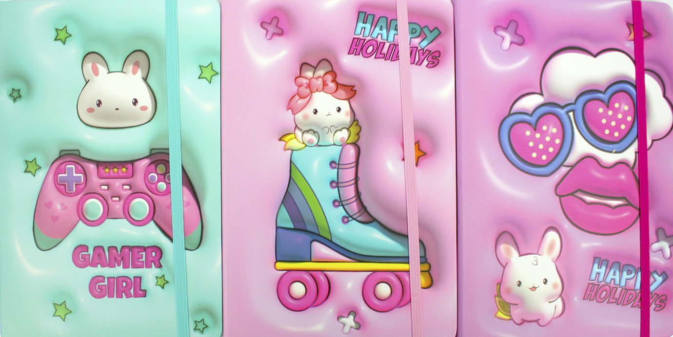 Блокнот А5 80арк. лін. "Happy girl" об'ємний,на гумці №JZ85010(16) — фото товару | Канцелярський Сад