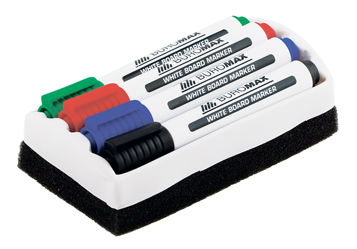 Набір маркерів "Buromax" №8800-84 (4шт)+губки для дошки(12)(96) — фото товару | Канцелярський Сад