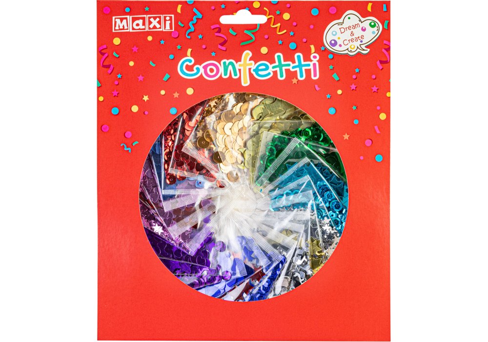 Конфетті для декорування "Maxi" 24 форми/кольори 2г №MX62549(24) — фото товару | Канцелярський Сад