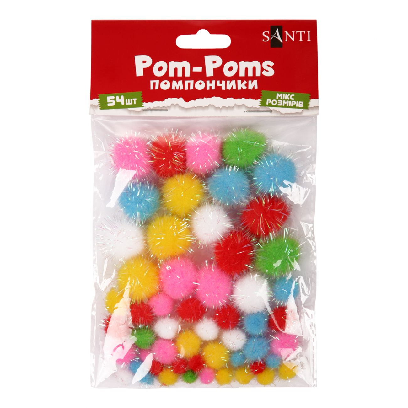 Набір для декорування "Santi" Помпони з люрексом голографічним, 54шт,кольоровий №955439 — фото товару | Канцелярський Сад
