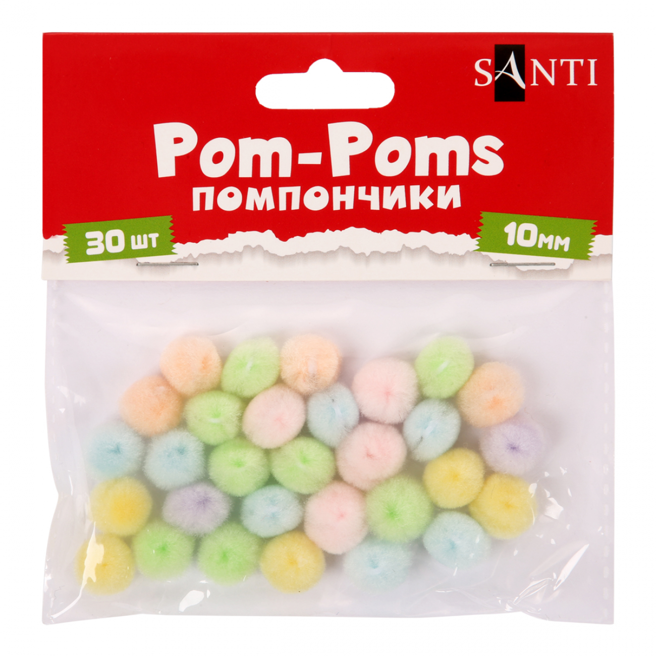 Набір для декорування "Santi" Помпони d-10мм 30шт пастель №955452(12) — фото товару | Канцелярський Сад