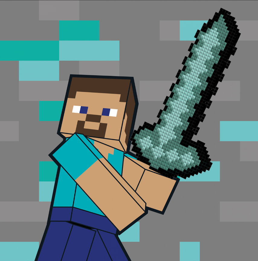 Картина за номером з алмазною мозаїкою "Майнкрафт.Стів та алмазний меч" 25х25см №954929 — фото товару | Канцелярський Сад