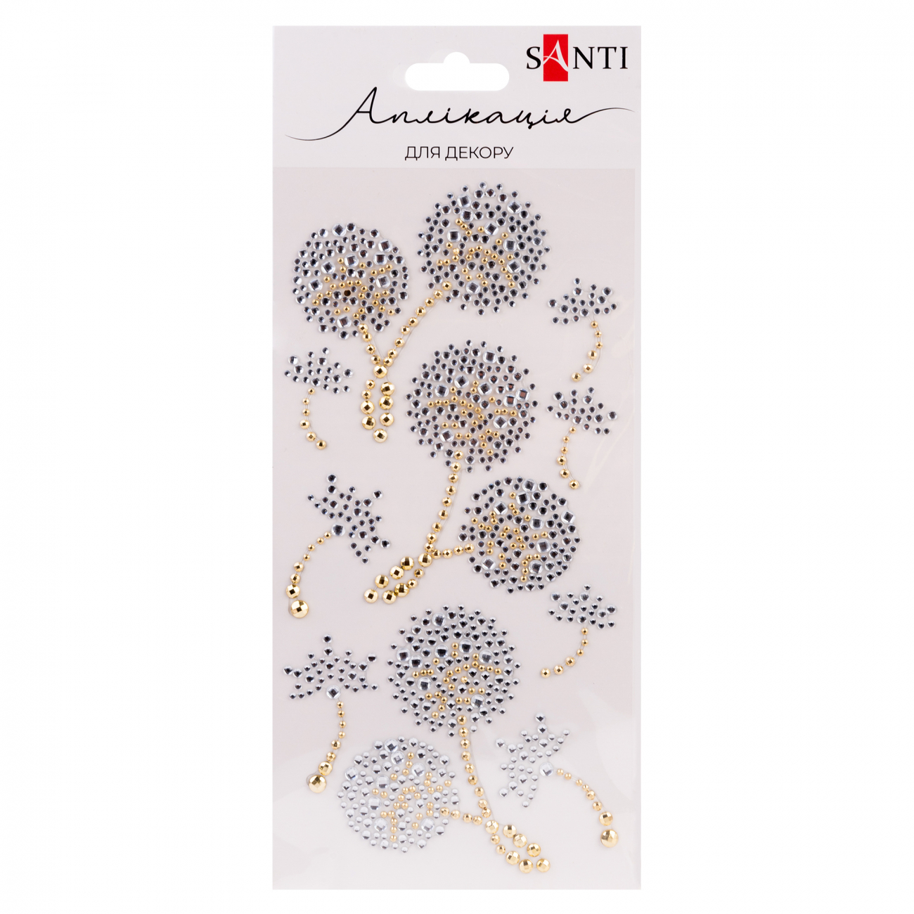 Аплікація зі стразів самокл. "Santi" Кульбабки 10х20см №743037(12) — фото товару | Канцелярський Сад