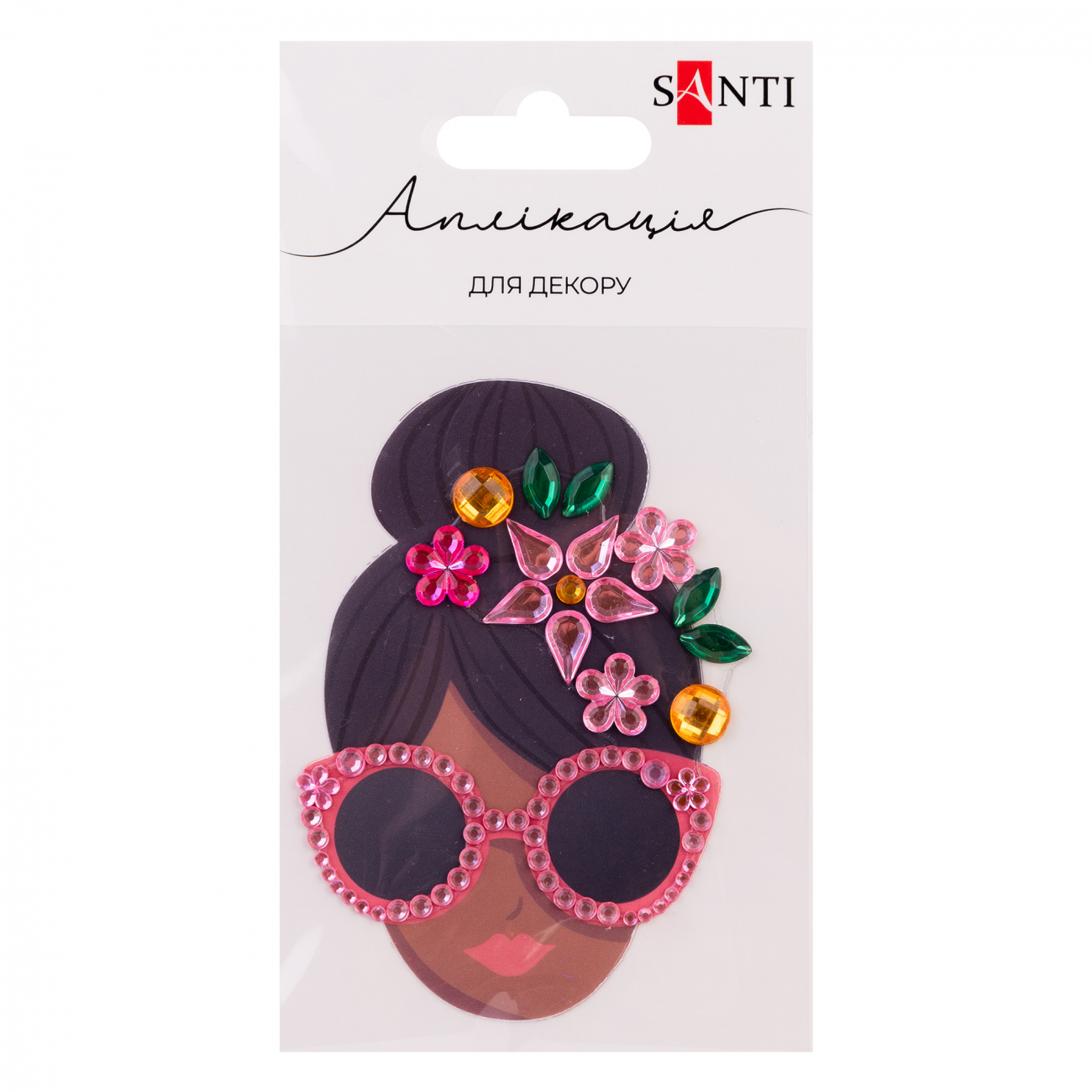 Аплікація зі стразів самокл. "Santi" Модниця 8х6см №743029(12) — фото товару | Канцелярський Сад