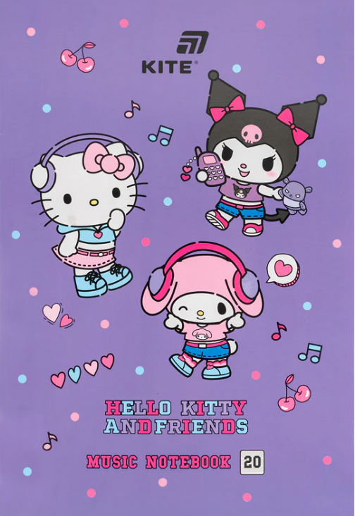 Нотний зошит А4 20арк. Hello Kitty №HK26-404/Kite/(10) — фото товару | Канцелярський Сад