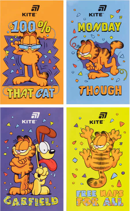 Блокнот А6 50арк. б/лін. тв. обкл. Garfield №GF26-195/Kite/(12) — фото товару | Канцелярський Сад