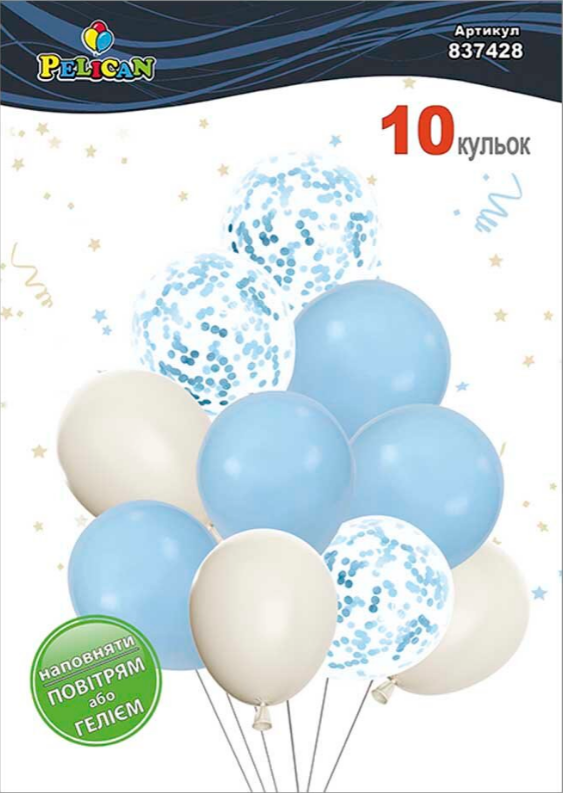 Набір кульок повітр. латексних 12"/30см "Блакитна ніжність" 10шт макарун №837428/Pelican/ — фото товару | Канцелярський Сад