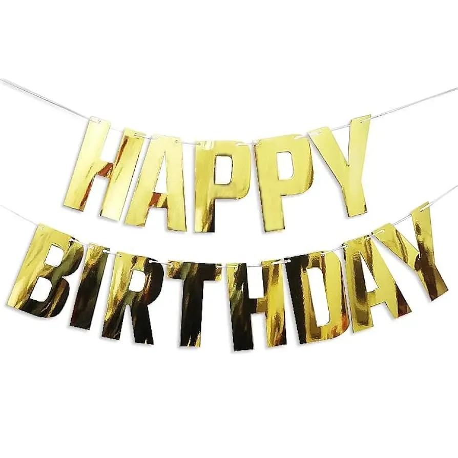 Гірлянда "Happy Birthday" друковані літери золото №16223(12) — фото товару | Канцелярський Сад