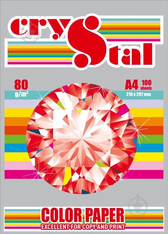 Папір кольор. А4 80г/м інт. Crystal Color Paper Platinum 272 (сірий)(100)(2500) — фото товару | Канцелярський Сад