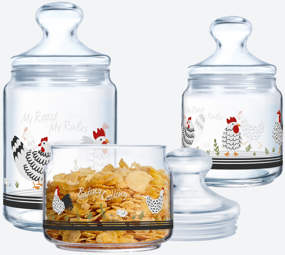 Набір банок для сип. прод. скло"Luminarc.Club My Roost My Rule"3шт 0,5/0,75/1л №X1075/2618 — фото товару | Канцелярський Сад