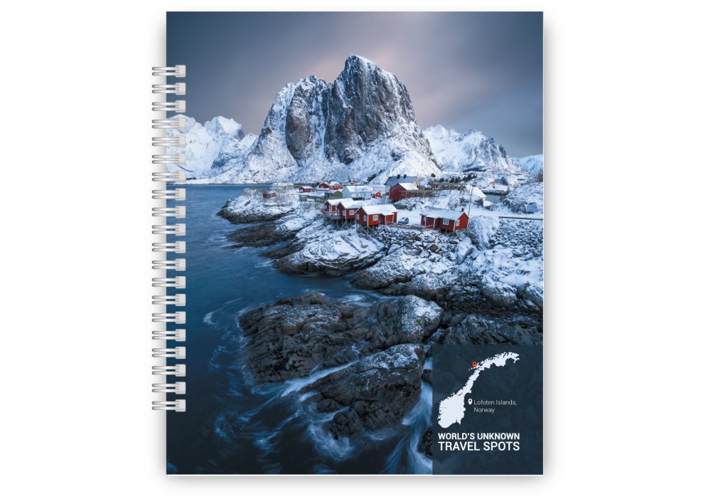 Блокнот пруж. В5 60арк. кліт. карт. "Невідомі куточки світу" Norway №O20300-01/Optima/(40) — фото товару | Канцелярський Сад