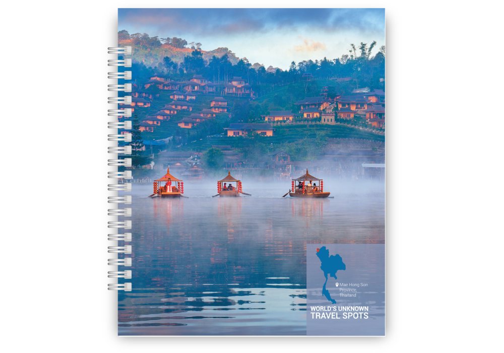 Блокнот пруж. В5 60арк. кліт. карт. "Невідомі куточки світу" Thailand №O20300-06/Optima/ — фото товару | Канцелярський Сад