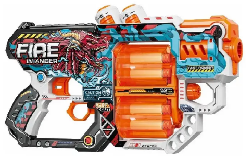 Пістолет механічний з подвійним барабаном та м'якими кулями №BH102 — фото товару | Канцелярський Сад