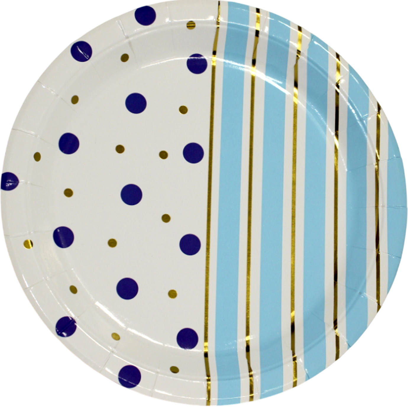 Тарілка паперова, d-230мм,золото блакитні полоси горох(10) — купити | Канцелярський Сад