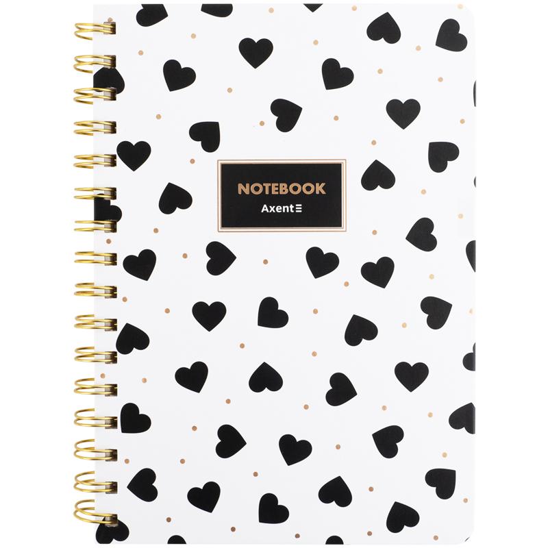 Блокнот пруж. А5 80арк. кліт. тв. обкл. "Black&White" №8470-16-A/Axent/(12) — фото товару | Канцелярський Сад