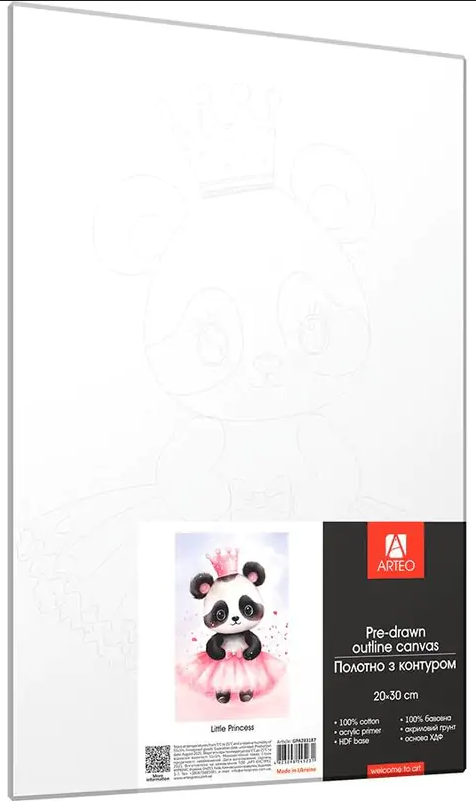 Полотно з контуром "Arteo" №GPA283187 Little Princess 20х20,бавовна,дрібне зерно,ХДФ — фото товару | Канцелярський Сад