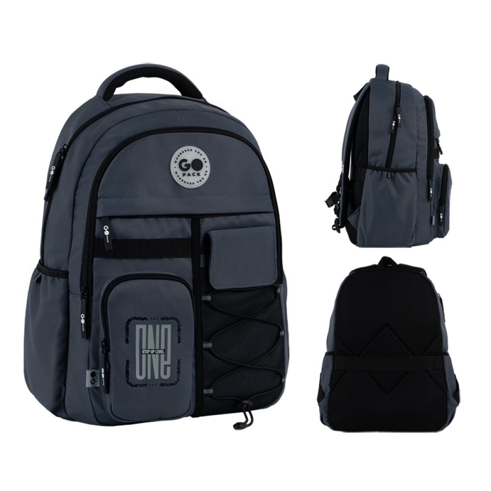 Рюкзак "GoPack" Education 2від. 5карм. темно-сірий №GO26-184L-4(10) — фото товару | Канцелярський Сад