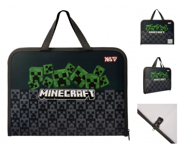 Папка-портфель "Yes" №492355 А4 "Minecraft.Creepers" на блиск.,з ручками(12)(48) — фото товару | Канцелярський Сад