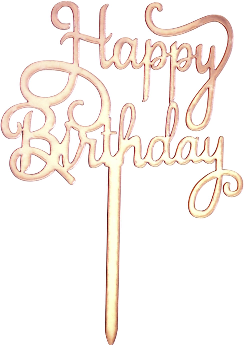 Топер для торта "Happy Birthday" рожеве золото — фото товару | Канцелярський Сад