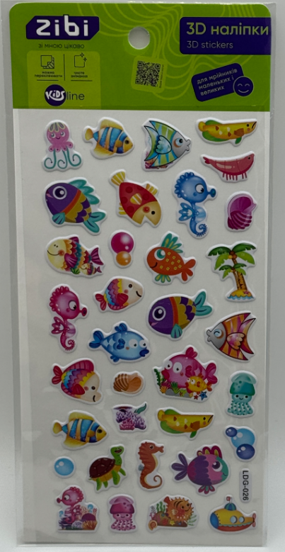 Наліпка 3D "Рифові рибки" 18см, KIDS Line №ZB.63320/Zibi/(20) — фото товару | Канцелярський Сад