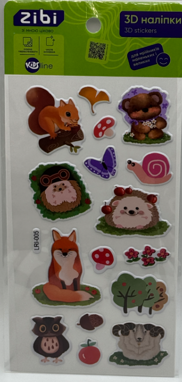 Наліпка 3D "Лісові мешканці" 18см, KIDS Line №ZB.63362/Zibi/(20) — фото товару | Канцелярський Сад