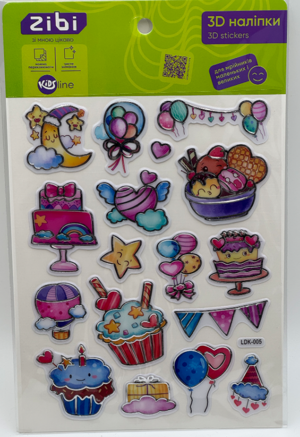Наліпка 3D "Солодкі тістечка" 19см, KIDS Line №ZB.63406/Zibi/(20) — фото товару | Канцелярський Сад
