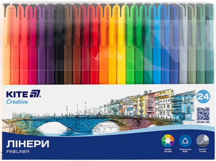Набір лінерів "Kite Creative" №K-1165 24шт 0,4мм(12)(48) — фото товару | Канцелярський Сад