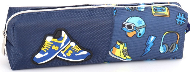 Пенал 1від., б/н,на блиск. синій №KJ3551/Мандарин/(48) — фото товару | Канцелярський Сад