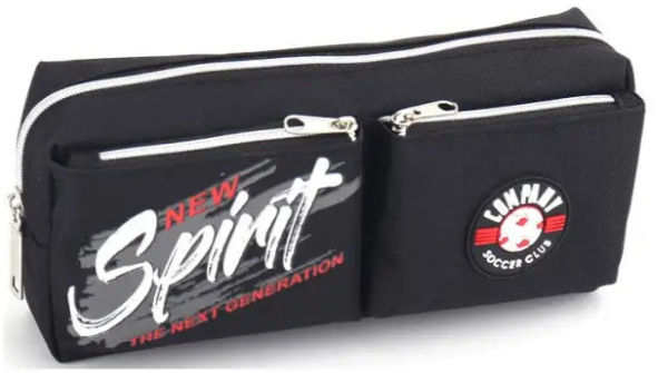 Пенал 1від.,2карм. б/н,на блиск. чорний №KJ3705/Мандарин/(30) — фото товару | Канцелярський Сад