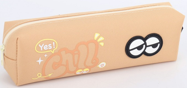 Пенал 1від., б/н,на блиск. бежевий №KJ3962/Мандарин/(48) — фото товару | Канцелярський Сад