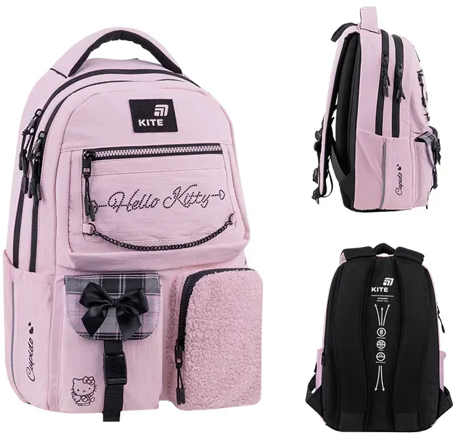 Рюкзак "Kite" Education teens 2587M Hello Kitty 2від.,5карм. №HK26-2587M-2(100 — фото товару | Канцелярський Сад