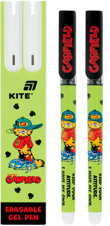 Набір ручок гел. "Kite" №GF26-069 Garfield 2шт "пиши-стирай" 0,5мм синя, у пеналі(4) — купити | Канцелярський Сад